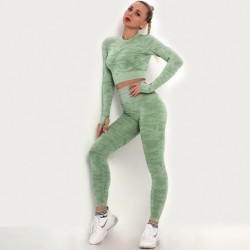 Camouflage fitness set - seamless - long sleeve shirt / leggingsFitness