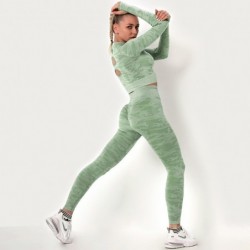 Camouflage fitness set - seamless - long sleeve shirt / leggingsFitness
