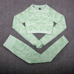 FitnessSeamless camouflage fitness set - o-neck - long sleeve shirt / leggings