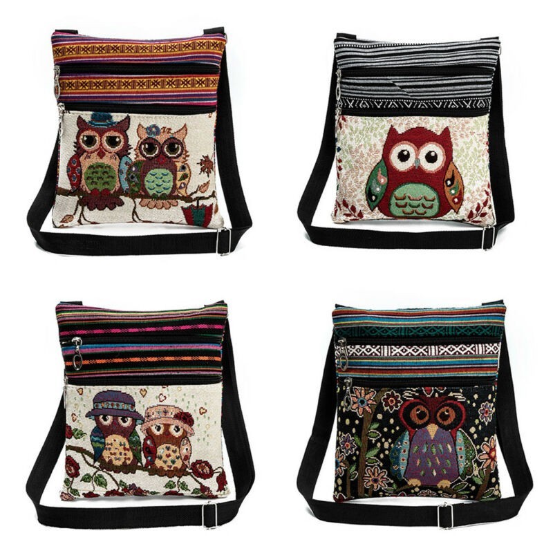 BolsasVintage chinese national style ethnic shoulder for Women - owl design - embroidery -cross body bag