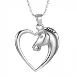 CollarHorse shaped heart pendant - stainless steel necklace