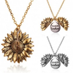 Sunflower shaped pendant with necklace - openable - "You Are My Sunshine" letteringNecklaces