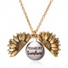 CollarSunflower pendant necklace - openable - with "You are my Sunshine" lettering