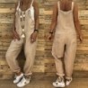 Jumpsuits2021 Women Casual Jumpsuits Vintage Linen Solid Rompers Lace Up Strappy Loose Wide Leg Dungarees Bib Overalls Female...