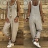 Jumpsuits2021 Women Casual Jumpsuits Vintage Linen Solid Rompers Lace Up Strappy Loose Wide Leg Dungarees Bib Overalls Female...