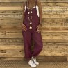 Jumpsuits2021 Women Casual Jumpsuits Vintage Linen Solid Rompers Lace Up Strappy Loose Wide Leg Dungarees Bib Overalls Female...