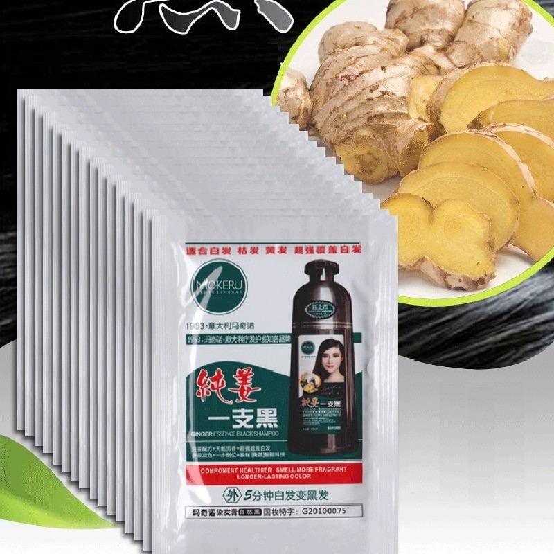 Tinte para el cabelloChampú de jengibre natural - tinte rápido para el cabello - cobertura de cabello blanco / gris - 2 piezas