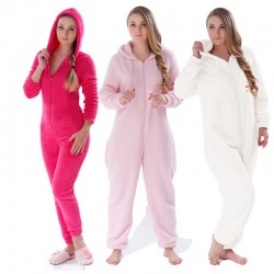 LenceríaWinter Warm Pyjamas Women Onesies Fluffy Fleece Jumpsuits Sleepwear Overall Plus Size Hood Sets Pajamas Onesie For Wo...