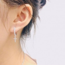 Round crystal hoops earrings with crossEarrings