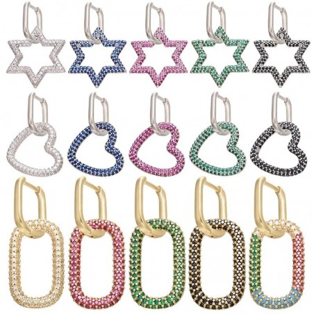 Small crystal earring with hook - heart / star / rectangle shapedEarrings