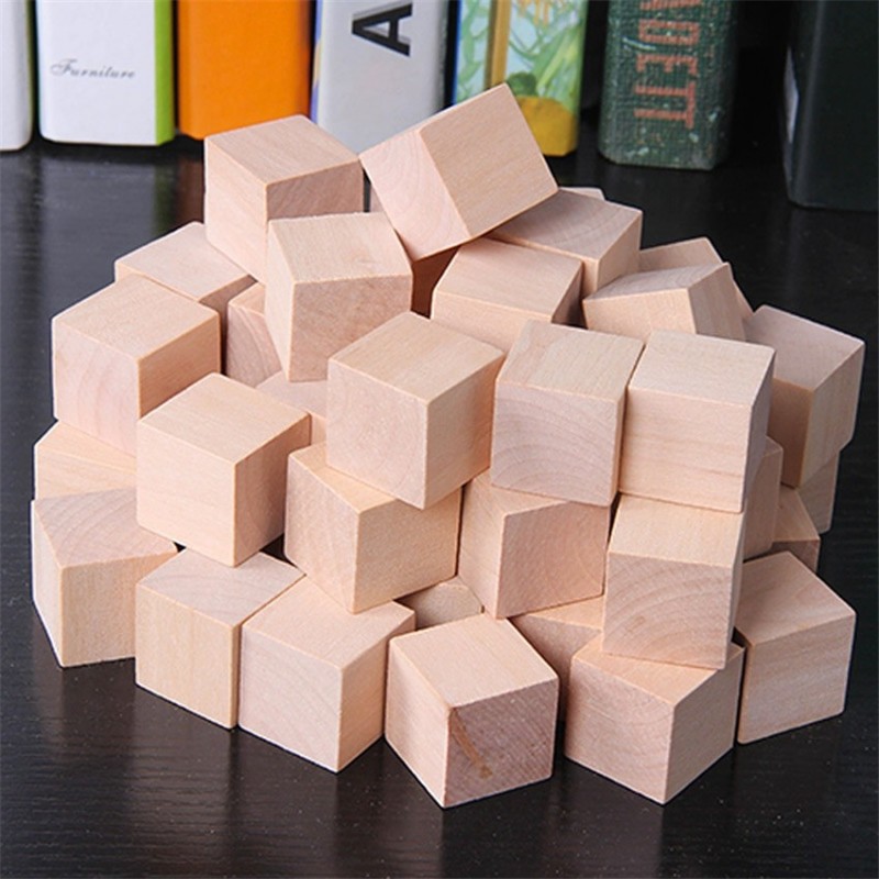 De madera30Pcs/lot 2X2CM Wooden Colorful Cubes Building Blocks Toy for Children Educational Wood Squares Dice Board Game Bloc...