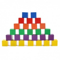De madera30Pcs/lot 2X2CM Wooden Colorful Cubes Building Blocks Toy for Children Educational Wood Squares Dice Board Game Bloc...
