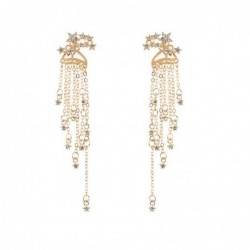 Classic long crystal earrings with stars streamlinedEarrings