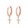Round crystal hoops earrings with crossEarrings