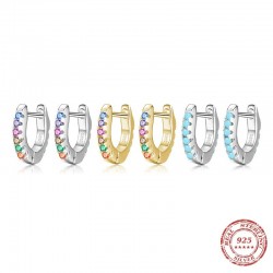 AretesSterling Silver zircon hoop earrings for women - turquoise in color - high quality - gift