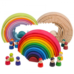 De maderaBaby Large Rainbow Stacker Wooden Toys For Kids Creative Rainbow Building Blocks Montessori Educational Toy Children