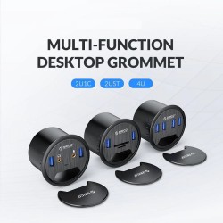 Desktop grommet - USB 3.0 HUB type-C - high speed splitter - with SD / TF / headphone / microphone adapter - for PCHubs