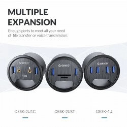 HubORICO USB 3.0 HUB Desktop Grommet Type C High Speed Splitter With SD TF Headphone Mircophone Adapter For PC Computer Acces...