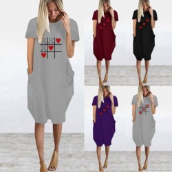 Fashionable vintage loose dress - with pockets / hearts printDresses