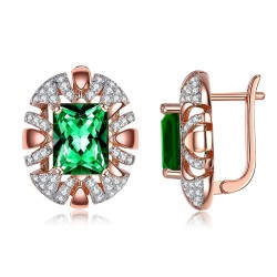 AretesEarrings For Women Shining Clear Cubic Zirconia Romantic Rose Gold Copper Earring Anniversary Fashion Jewelry