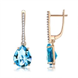 AretesEarrings Copper Blue Water Drop Cubic Zircon Earring For Women Engagement Jewelry Recommend Romantic Gift