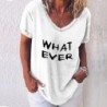 Blusas y camisasSummer new short sleeve T-shirt ladies letter printed casual loose V collar plus size Top Tees