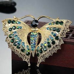 BrochesVintage Butterfly Brooch For Women Party Gifts Colares Rhinestone Brooches Bouquet Green insect Hijab Accessories Scar...