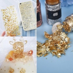 Esmalte de uñasGold leaf flakes - silver confetti - DIY - crafts -  art - one bottle