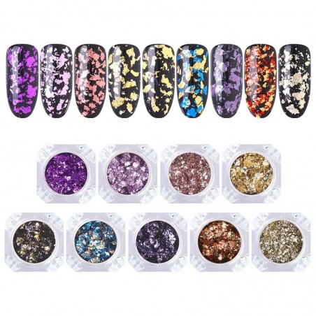 Esmalte de uñasGlitter flakes - shiny - mixed colours - creative nail designing - DIY - 1 box