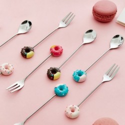 CubiertosDoughnut dessert spoon / fork - ideal for coffee and cake together - stainless steel - 1 piece