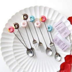 CubiertosDoughnut dessert spoon / fork - ideal for coffee and cake together - stainless steel - 1 piece