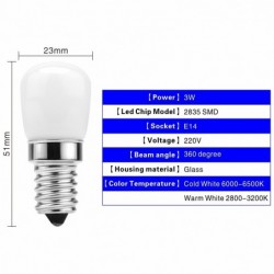 Fridge light bulb - SMD2835 LED - E14 - 3W - 220V - 2 piecesE14