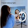 Trípodes y soportesAnillo selfie LED - lámpara de luz de relleno - con trípode - para maquillaje / video / fotos - regulable