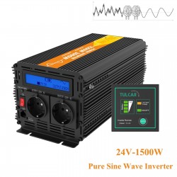 SolarPure sine wave power converter - remote control - LCD display - solar inverter - DC 24V to AC 220V - 1500W