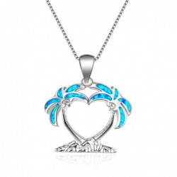 CollarCoconut tree pendant - with blue opal - necklace