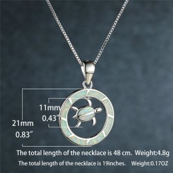 CollarRound opal pendant with turtle - elegant necklace