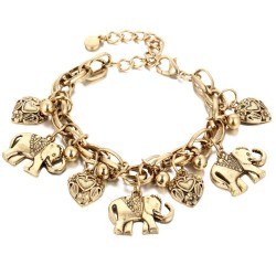 Vintage bracelet - with elephants / pearls / safety pinBracelets