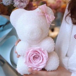 Día de San ValentínOso de cristal con corona y rosa