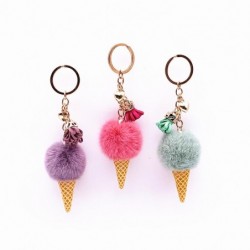 Metal keychain - with a fluffy ice cream pendantKeyrings