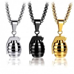CollaresHand grenade pendant - with necklace - stainless steel