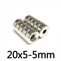 N35N35 - neodymium magnet - super strong round countersunk - with 5mm hole - 20mm * 5mm