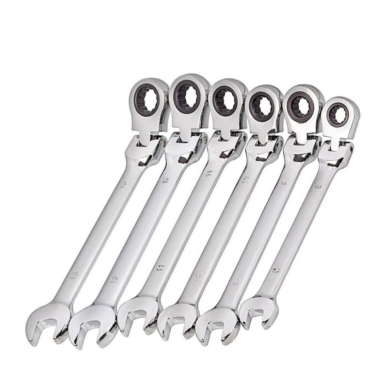 Llave inglesaLlave de trinquete flexible - tuerca de llave métrica - extremo abierto / anillo - 8 mm - 13 mm Llave inglesaLlave de trinquete flexible - tuerca de llave métrica - extremo abierto / anillo - 8 mm - 13 mm