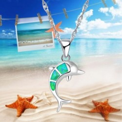 CollarSilver necklace with a colorful opal dolphin