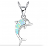 Silver necklace with a colorful opal dolphinNecklaces