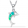 CollarSilver necklace with a colorful opal dolphin