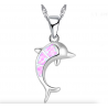 CollarSilver necklace with a colorful opal dolphin