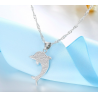 CollarSilver necklace with a colorful opal dolphin