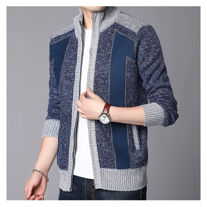 Thick warm sweater - short jacket with zipper - cashmere / wool / fleeceJackets
