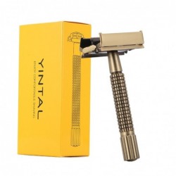 AfeitadoManual shaving razor - double-sided - non-slip handle - butterfly mechanism - brass