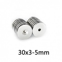 N352~100PCS 30x3-5mm Strong Rare Earth Neodymium Magnets 30*3 mm Hole 5mm N35 NdFeB Countersunk Powerful Magnetic Magnet 30*3...